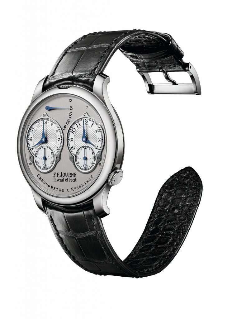 F.P.Journe Chronomètre Résonance 24 horas 2019 silver bog debajo del reloj