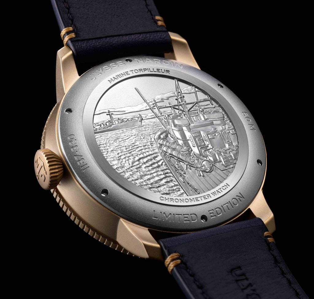 Ulysse Nardin Marine Torpilleur Military front back bronce