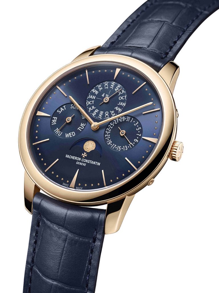 vac patrimony perpetual calendar ultrathin blue dial frontal
