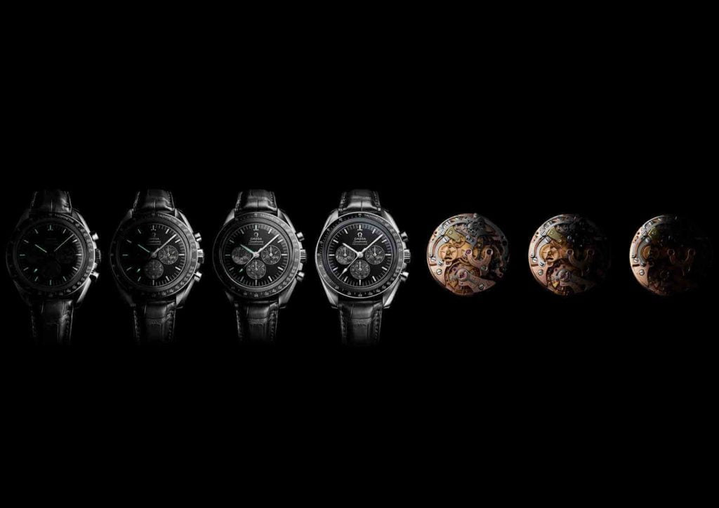 Speedmaster Moonwatch 321 Platinum fases debajo del reloj