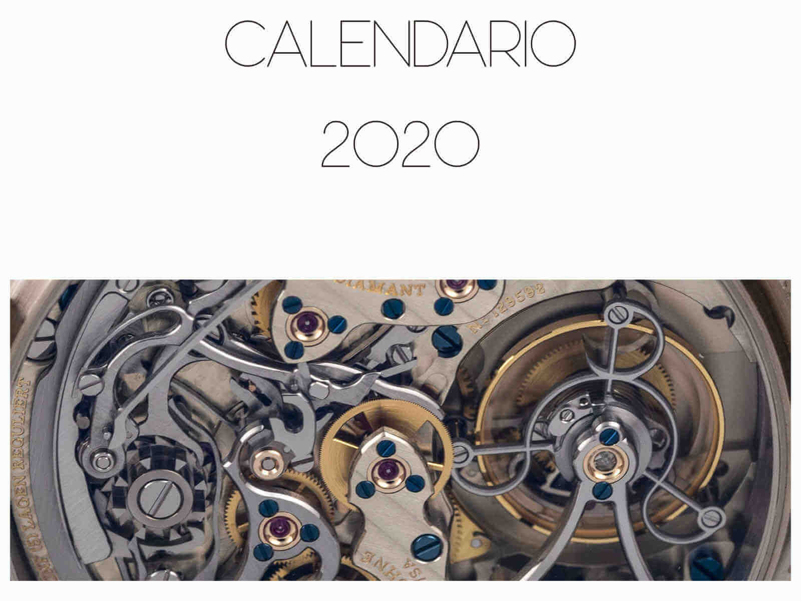 calendario 2020 debajo del reloj portada