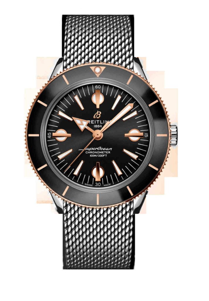 09_Two-tone Superocean Heritage '57 with a black dial and an Ocean Classic stainless-steel bracelet_U10370121B1A1