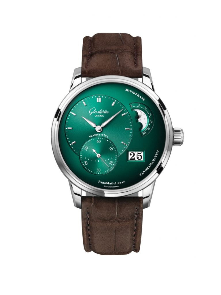 Glashütte Original PanoMaticLunar Forest Green front piel