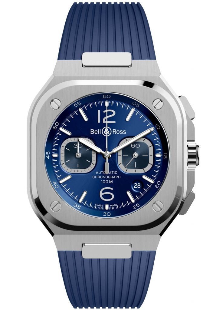 BR05 CHRONO Blue Rubber Strap