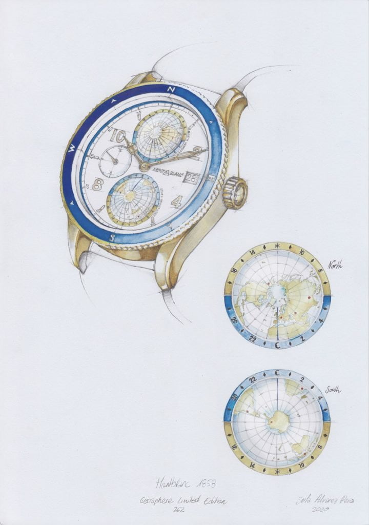 Montblanc 1858 Geosphere Meissner Limited Edition dibujo