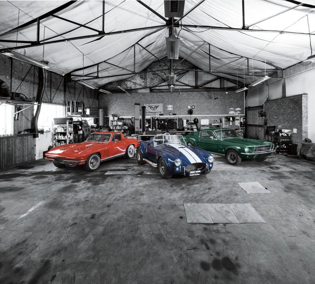 Chevrolet Corvette, el Ford Mustang y el Shelby Cobra