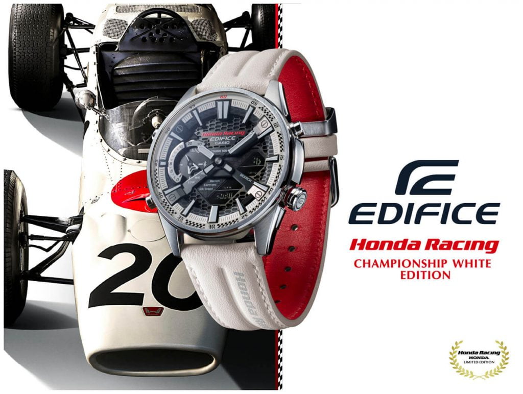Casio Edifice ECB-S100HR Honda Racing Championship White Edition cartel