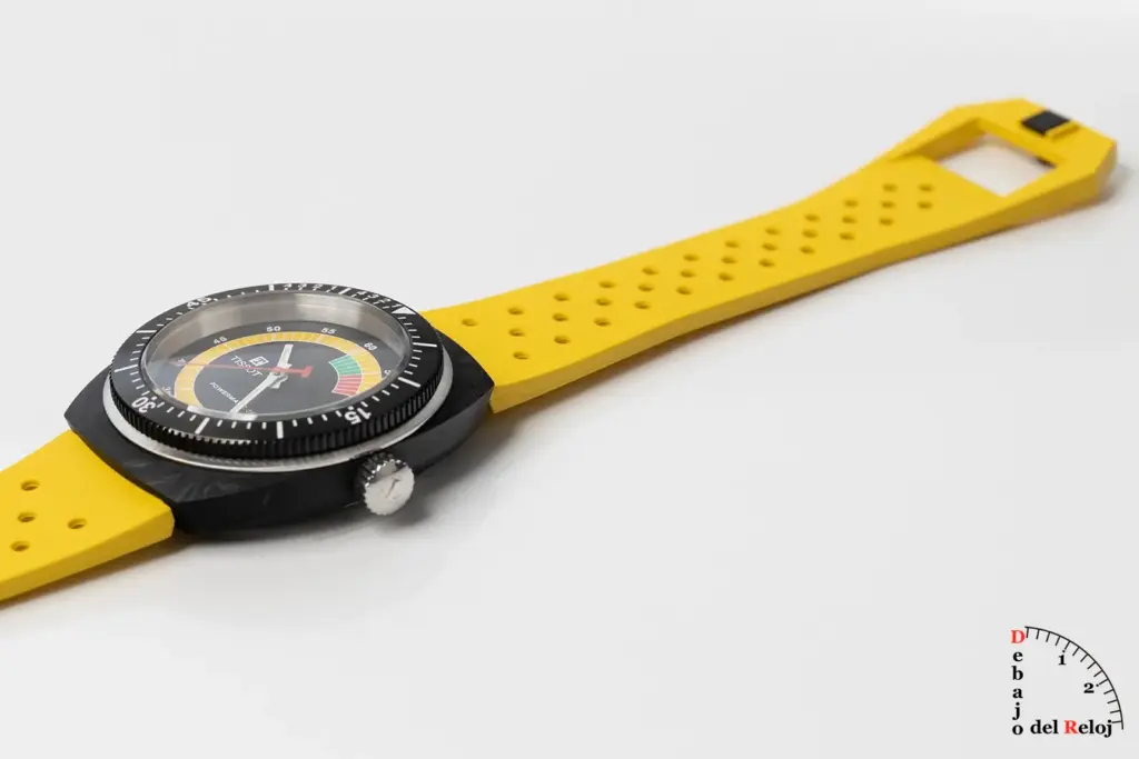 Tissot Sideral with perforated rubber strap detail