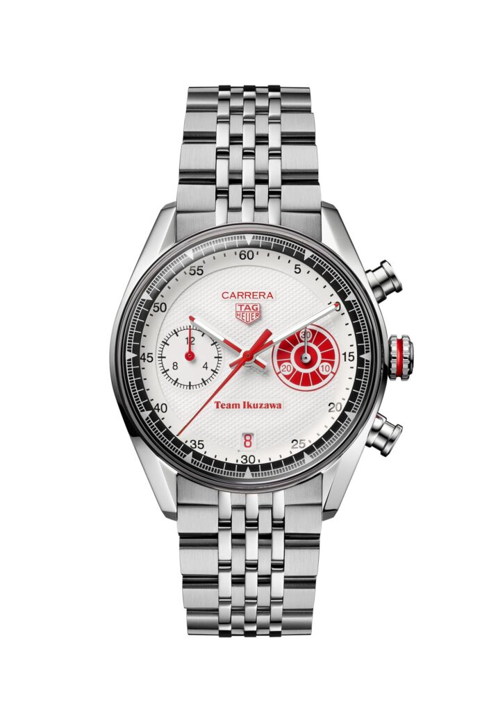 TAG Heuer Carrera Chronograph x Team Ikuzawa con correa textil blanca y roja