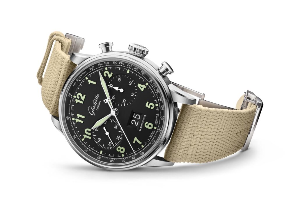 Glashütte Original Senator Chronograph Navigator con correa de piel negra