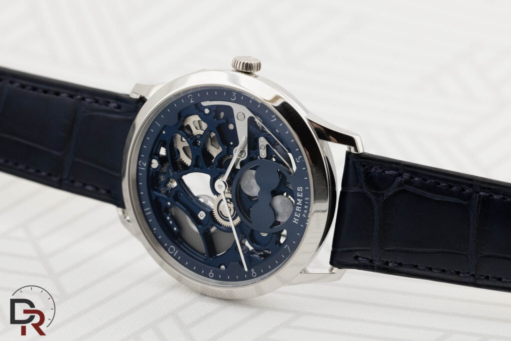 Slim d'Hermès Squelette Lune versión platino con movimiento azul