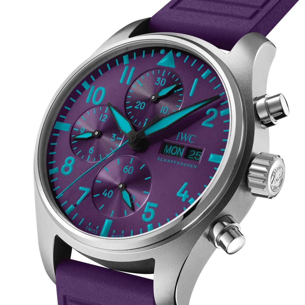 IWC Reloj de Aviador Cronógrafo 41 Mercedes-AMG PETRONAS Formula One 2026 detalle esfera