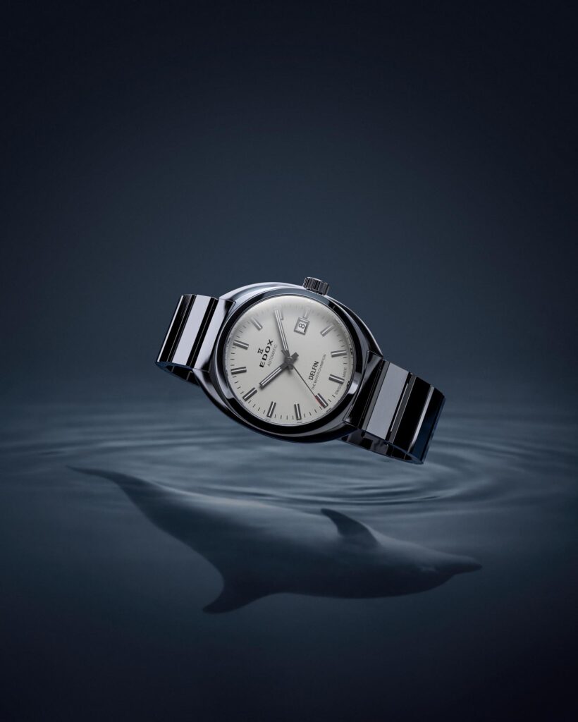 Reloj diver Edox Delfin 1961 Date Automatic Reedición con esfera crema