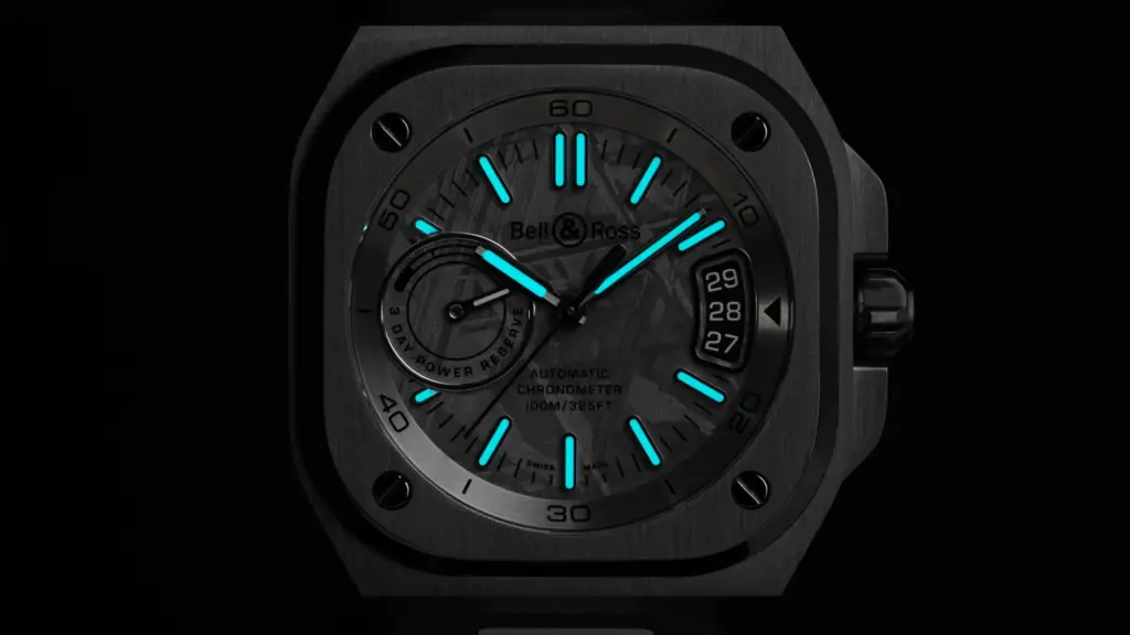 Bell & Ross BR-X5 Meteorite lume shot detail