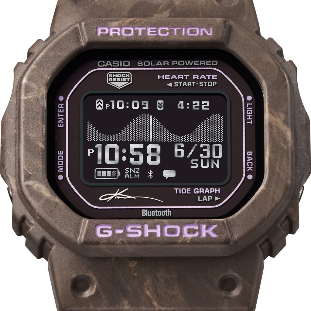 Pantalla MIP LCD mostrando el gráfico de mareas y datos lunares del G-SHOCK GBX-H5600KI-5