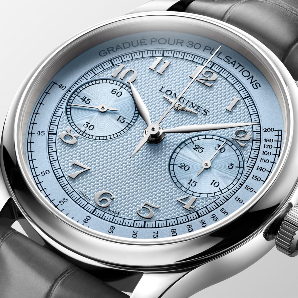 Longines Master Collection Chrono Monopusher esfera azul escarchado Ref L2.960.4.93.2