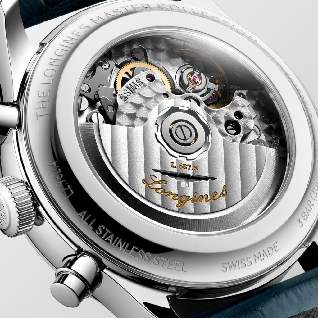 Fondo transparente de cristal de zafiro con el Calibre exclusivo Longines L687.5