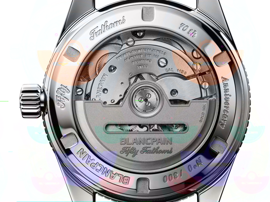 Macro del movimiento Calibre 1150 de Blancpain con grabados de edición limitada