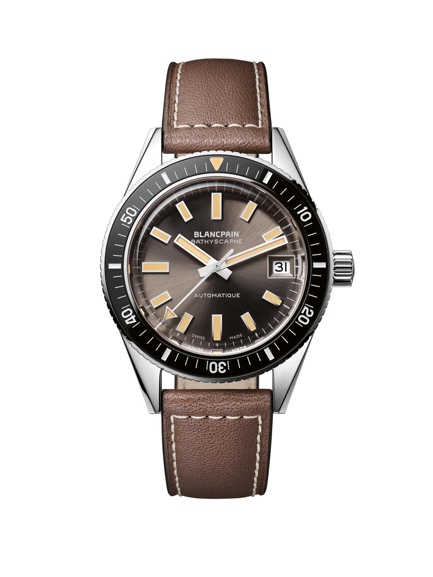 Vista frontal completa del Blancpain Fifty Fathoms Bathyscaphe Ref. 5903 1110 63A