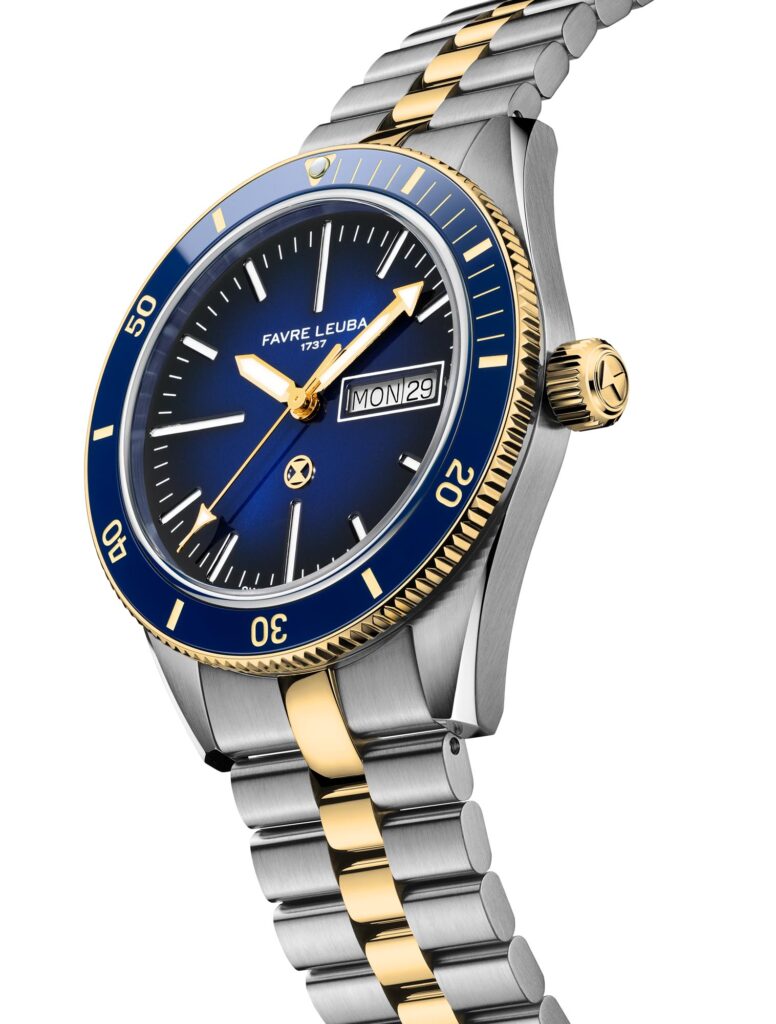 Favre Leuba Deep Raider Day Date Two-Tone esfera azul