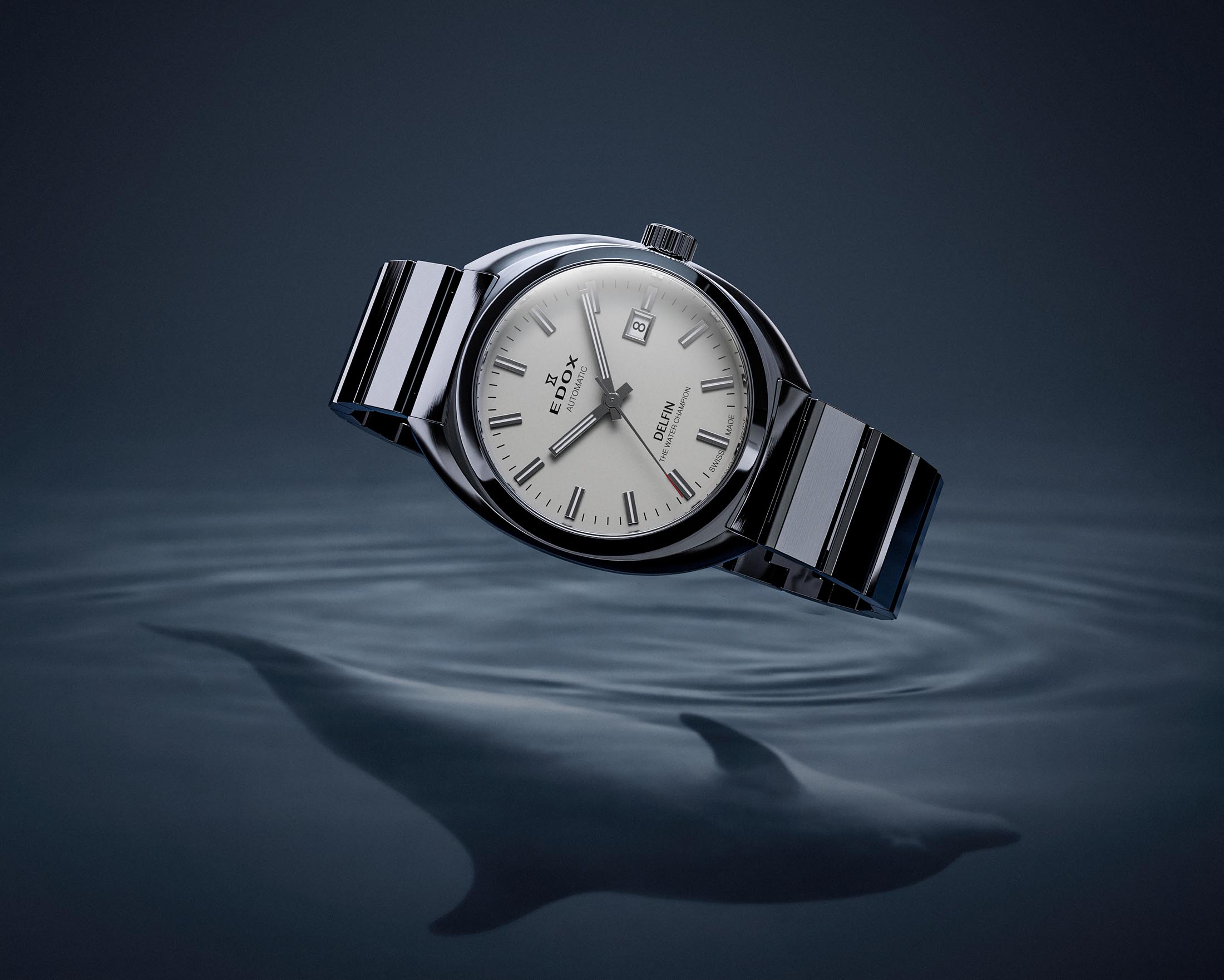 Reloj Edox Delfin 1961 Date Automatic Reedición Limitada con esfera estilo vintage y caja de acero