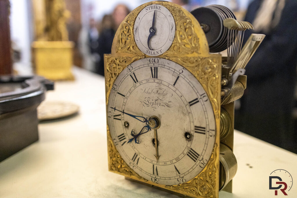 Historic movement signed by John Taylor London featuring a hand-engraved brass backplate