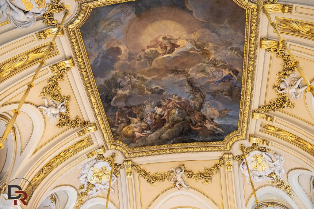 Monumental ceiling fresco in the main state rooms of the Royal Palace of Madrid