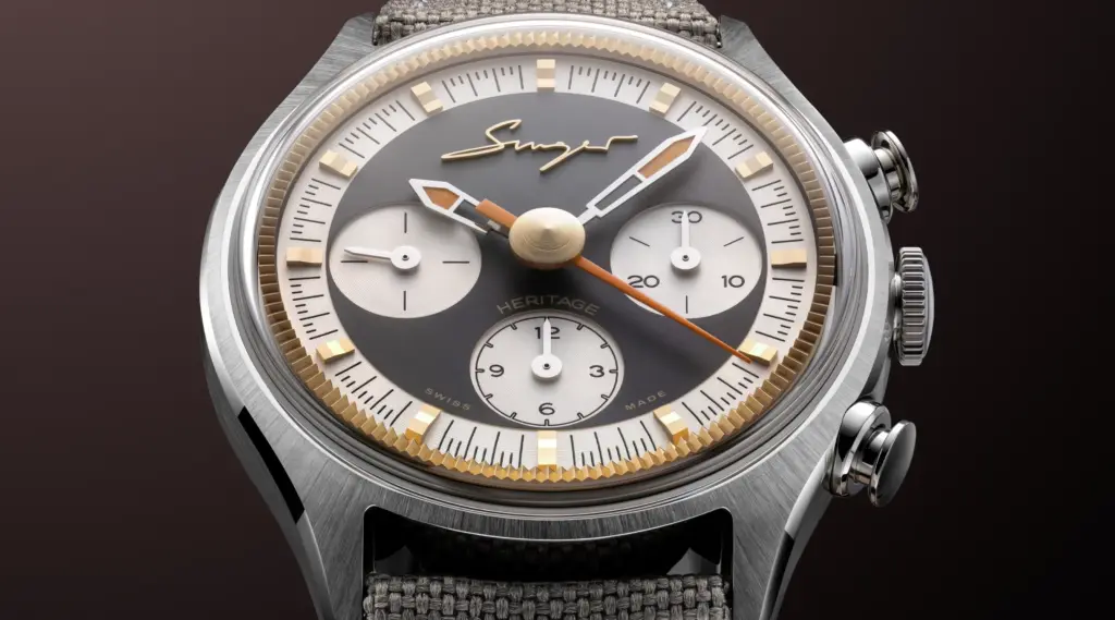 Singer Heritage V72 in steel Stone Gray on the wrist