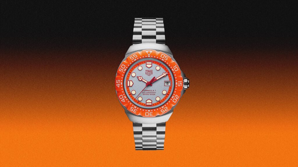 Reloj TAG Heuer Formula 1 Solargraph 38 mm edición limitada Zandvoort con brazalete de acero y bisel naranja