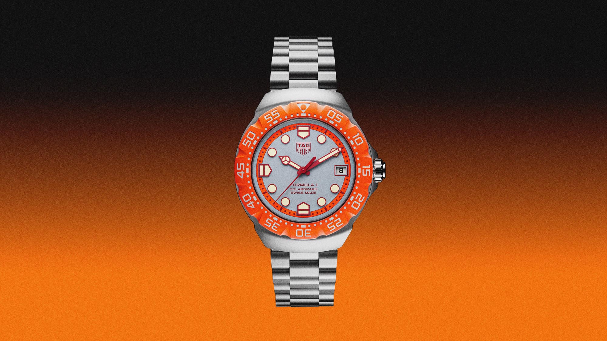 Reloj TAG Heuer Formula 1 Solargraph 38 mm edición limitada Zandvoort con brazalete de acero y bisel naranja