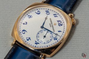 Vacheron Constantin Historiques American 1921 en caja de oro rosa de 18K con esfera plateada granulada y agujas azules