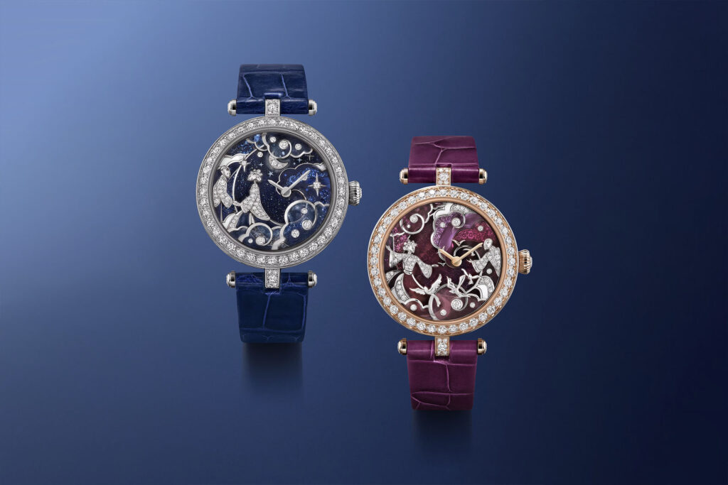 Relojes de alta joyería Van Cleef & Arpels Lady Rencontre y Lady Retrouvailles Célestes con esferas de esmalte y gemas