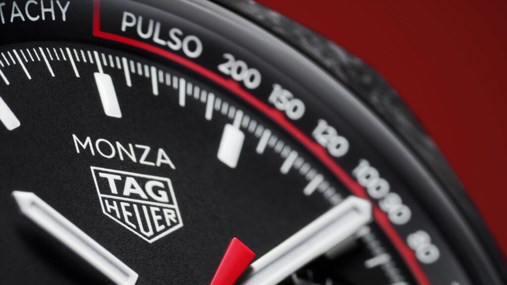 TAG Heuer Monza Flyback 50th Anniversary detalle esfera