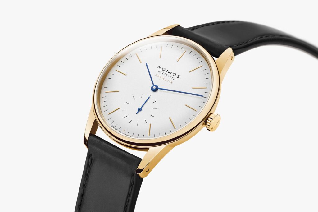 NOMOS Orion Gold Neomatik ESFERA CLASICA AGUJAS AZULADAS