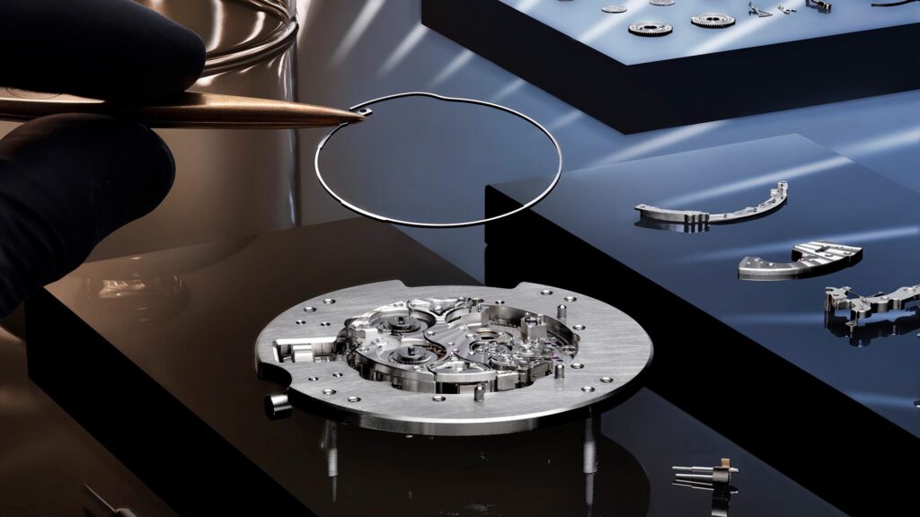 Calibre 182 de Jaeger-LeCoultre detalle del movimiento y tourbillon con diapasón