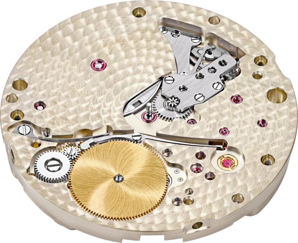 A. Lange & Söhne Calibre L051.2 front view showing three-quarter plate and hand-engraved balance cock