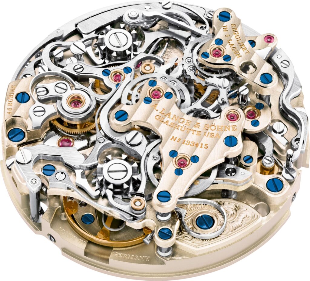 Calibre L132.1 de A. Lange & Söhne vista general del movimiento mecánico