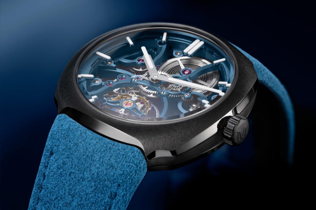 H. Moser & Cie. Streamliner Tourbillon Skeleton Ceramic Alpine dial detail