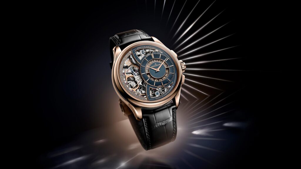 Jaeger-LeCoultre Duometre Grande Complication À Grande Sonnerie en vista frontal mostrando la esfera calada y la caja de oro rosa