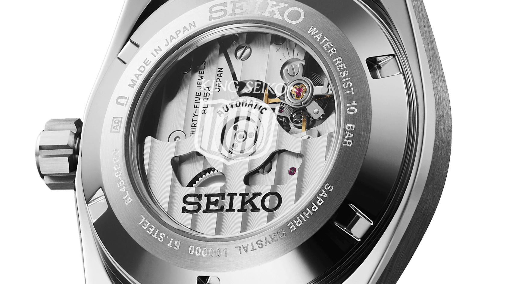 Calibre de manufactura Seiko 8L45 visto por el fondo transparente