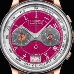 Esfera burdeos del F.P.Journe Chronographe Fondation Prince Albert II de Monaco con números oraculares chinos.
