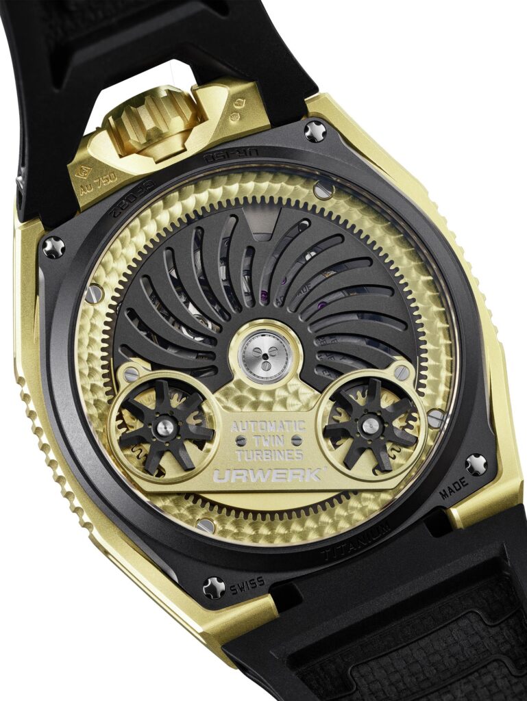 URWERK UR-150 Golden Scorpion en oro amarillo trasera
