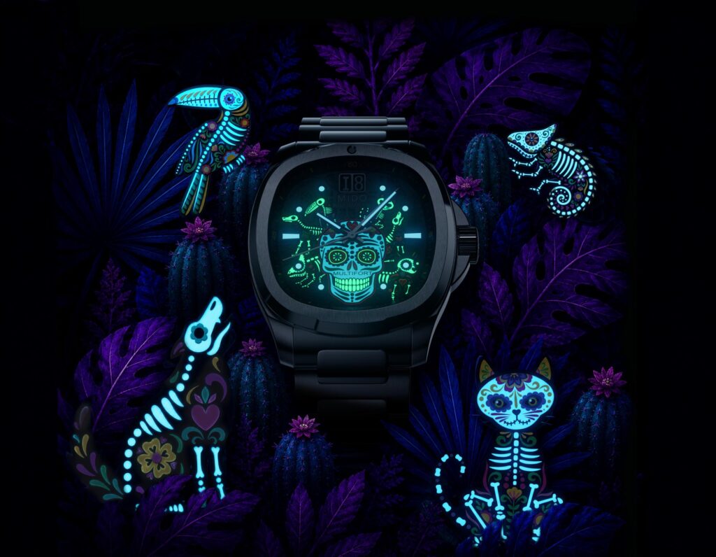 MIDO Multifort TV Big Date Dia de los Muertos ALEBRIJES Ref. M049.526.11.081.02 lumen shot