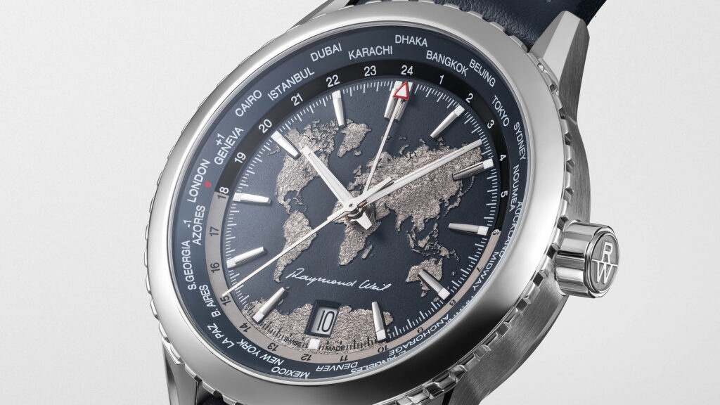 RAYMOND WEIL Freelancer World-Traveller con esfera mapa del mundo y husos horarios