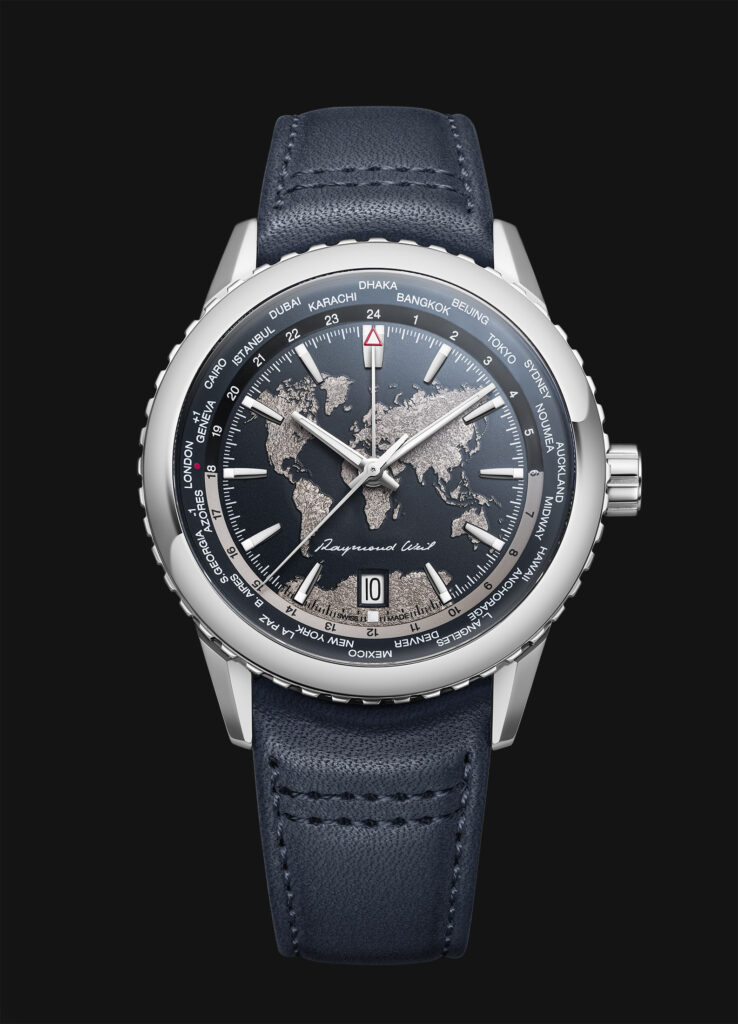 foto frontal Caja de acero de 40 mm y bisel estriado del RAYMOND WEIL Freelancer World-Traveller