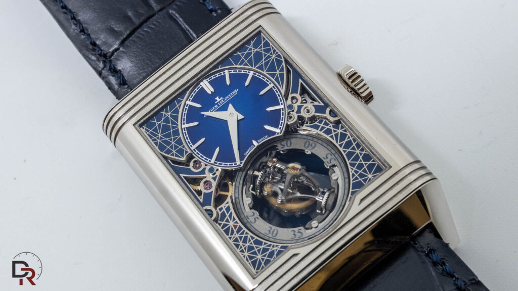 Jaeger-LeCoultre Reverso Squelette in aesthetic dialogue with the Art Déco stained-glass windows of Casa Lis