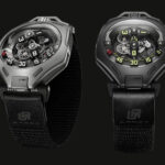 URWERK UR-300 Time Quantum en titanio con arquitectura en T y prismas horarios errantes